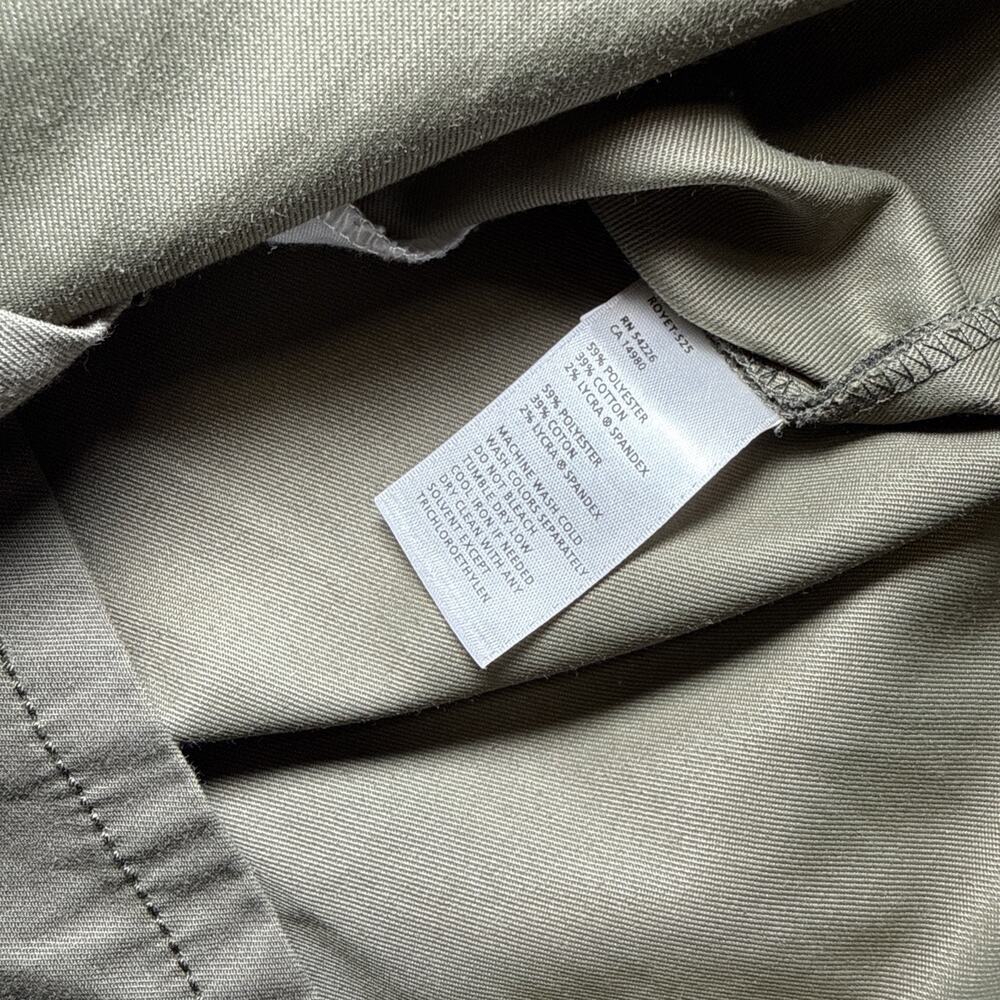 Royal Robbins Snap Front Shirt Dress Belted Olive Green 3/4 Sleeve Womens 4 EUC - Picture 9 of 13